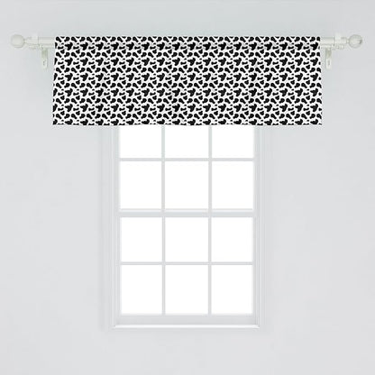 Ambesonne Cow Print Window Valance Pack of 2, Animal Hide Pattern Spots Farm Life Cattle Camouflage Animal Skin, Rod Pocket Curtain Valances for Kitchen Bedroom, 54" X 18", Charcoal Grey White