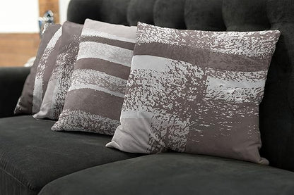 Ambesonne Grunge Throw Pillow Cushion Case Pack of 4, Abstract Design Simplistic Minimal Stripes Brushstrokes Contemporary, Modern Accent Double-Sided Digital Printing, 16", Taupe Grey and Dimgray