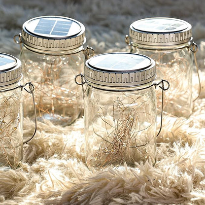 Cooo 12 Pack Solar Lanterns Outdoor Waterproof Upgraded Crystal Glass Solar Mason Jar Lights 30 LED 215% Larger SolarPanel, Anti-Rust Lid（Just a Little More,Get Double The Delight-Warm White）