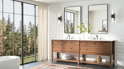 TETOTE Black Mirror for Bathroom 24 x 36 Matte Black Metal Framed Vanity Mirror, Tempered Glass, Modern Farmhouse Wall Mounted Mirrors for Decorative(Horizontal/Vertical)