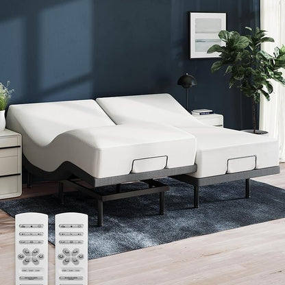 Nectar Luxe Twin XL Adjustable Base & 14” Mattress (New Version) - Head & Foot Incline - Medium Firm Memory Foam - Cooling Upgrade - 3 Massage Settings - 365-Night Mattress Trial & Forever Warranty