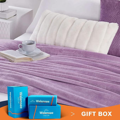 Walensee Fleece Blanket Plush Throw Fuzzy Lightweight (XL-Twin Size 66x90 Lilac) Super Soft Microfiber Flannel Blankets for Couch, Bed, Sofa Ultra Luxurious Warm and Cozy for All Seasons