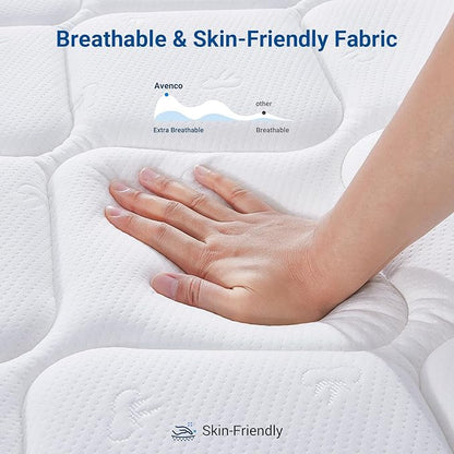 Avenco Queen Mattress, 14 inch Queen Size Mattress with Smarts™ Coil Individual Pocket Spring for Silent Sleep and Strong Edge Support, CertiPUR-US Certified, Mattresses in a Box