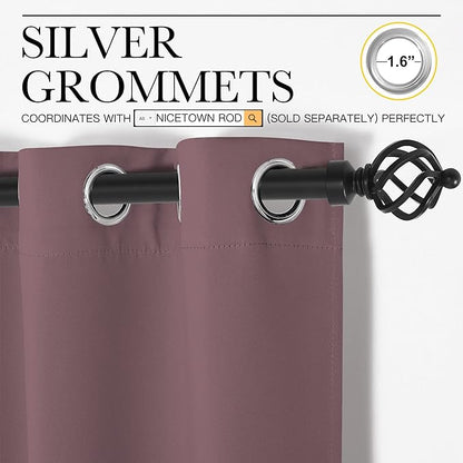 NICETOWN Dry Rose Blackout Curtains for Bedroom (1 Pair, 42 x 63 inches), Farmhouse Thermal Insulated Room Darkening Drapes for Windows