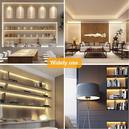 COB LED Strip Lights Warm White,24V Dimmable led Light Strip KIT with Remote and app Control,3000K 24FT/7.5m 8mm Wide Ra>90 Cuttable Flexible Strip Lights for Bedroom,Shelf,Cabinet