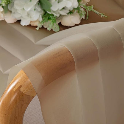 OWENIE Extra Long Sheer Curtains 96 inches Long for Bedroom Living Room, Soft Light Weight Airy Voile Sheer Curtains, Rod Pocket Light Filtering Solid Color Farmhouse Curtains, Each 42Wx96L inch