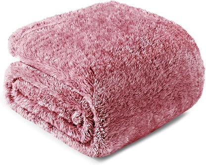 Exclusivo Mezcla Plush Fuzzy Fleece Bed Blanket King Size, Super Soft, Fluffy and Warm Blankets, Suitable for All Seasons (Mixed Deep Red, 90x104 Inches)