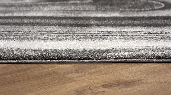RUG BRANCH New Zealand Plush 5' x 8' (5'3" X 7'5") Scandinavian Indoor Area Rug, Contemporary, Grey Black - Living Room, Bedroom, Dining Room, and Kitchen