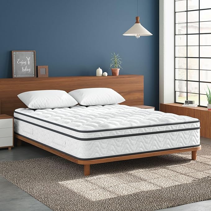 Vesgantti Mattress Queen Size 14 Inch, Fiberglass-Free | Cool Sleep Hybrid Mattress in a Box - Memory Foam & Pocket Springs, Ergonomic Design, Pressure Relief, Medium Firm Feel, 60"×80"×14"