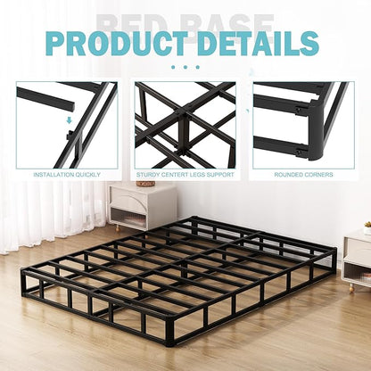 7 Inch King Box Spring Bed Base, Low Profile Metal Box Spring King with Fabric Cover, 3000 Lbs Max Weight Capacity Mattress Foundation, Noise-Free, Easy Assembly