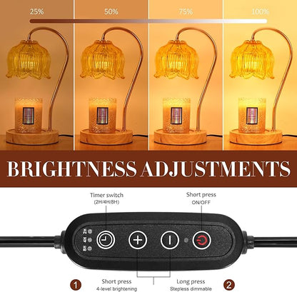 Dimmable Flower Candle Warmer Lamp with Timer - Compatible with Various Candles - Christmas & Mother's Day Gift for Women，Vintage Bedroom Home Decor