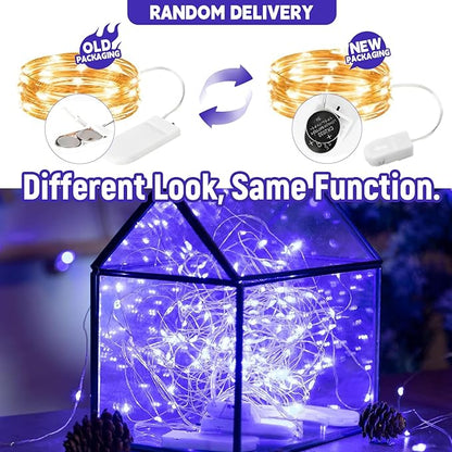 12-Pack LED Fairy Lights 7 Feet Battery Powered Waterproof Silver Wire 20 Slim Copper Wire Pastel Lights for DIY Wedding Party Bedroom Patio Easter Christmas (Blue)