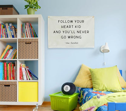 Mental Health Inspirational Rectangular Banner Flag Wall Sign Decor Gift for Boy Girl Kid Teen,Classroom Therapy Office Homeschool Reading Room Bedroom -Follow Your Heart Kid-Birthday Christmas Gift