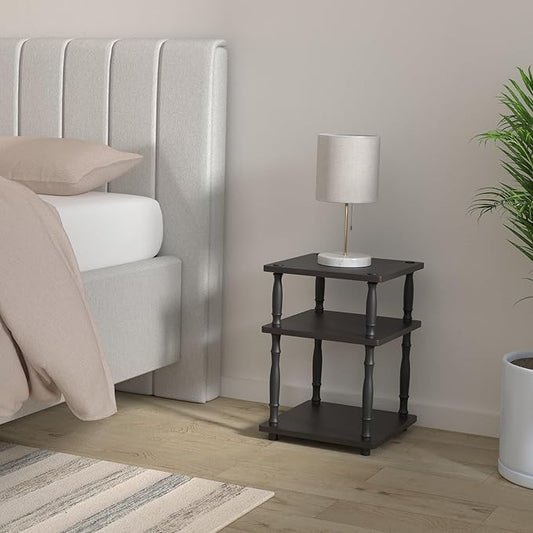 Furinno Turn-N-Tube Easy Assembly Multipurpose End Table / Side Table / Sofa Table / Nightstand, Classic Tubes, French Oak Grey/Black