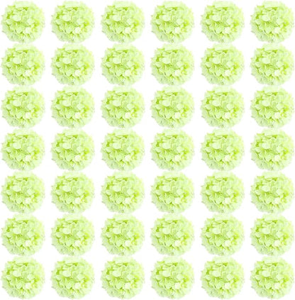 Auihiay 64 PCS Full Hydrangea Flowers, Silk Hydrangea Artificial Flowers Heads with Stems, Artificial Flowers for Wedding, Garden, Baby Shower, Party, Outdoor Indoor Decoration (Light Green)