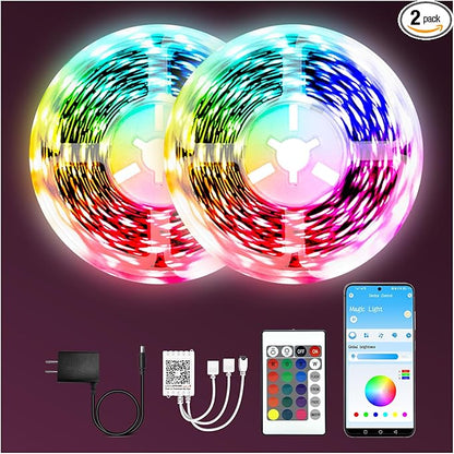 dalattin Led Lights for Bedroom 130ft(2 Rolls of 65.6ft), Led Lighting with Remote&App Control, Color Changing Led Lights for Room, RGB Led Strip Lights Music Sync, Home Decor, 24V Power Supply