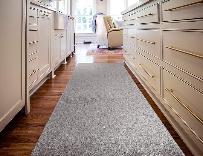 Custom Size Modern Runner Rug Carpet for Hallway Entryway Foyer Kitchen, Slip Resistant Latex Rubber Backed 31 inch Wide X Customized Length, Clouds Grey, 31 inch X 14 feet