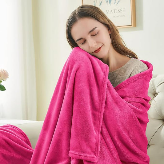 BEDELITE Fleece Blanket Hot Pink Throw Blanket for Couch & Bed, Luxury Plush Cozy Fuzzy Blanket 50" x 60", Super Soft Warm Lightweight Throw Blanket for Travel Camping