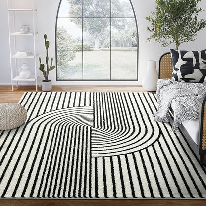 Abani Rugs Nuevo NUE150A Beige Arch Pattern Knot Area Rug (Black, 9' x 12')