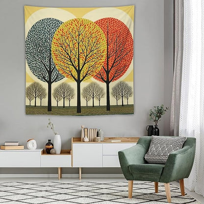MaSiledy Shabby Chic Trees Tapestries Autumn Nature Forest Bedroom Tapestries Landscape Tapestry Wall Hanging Decor for Bedroom 60"x60" Bedroom Xmas Tapestry for Bedroom Christmas Backdrop