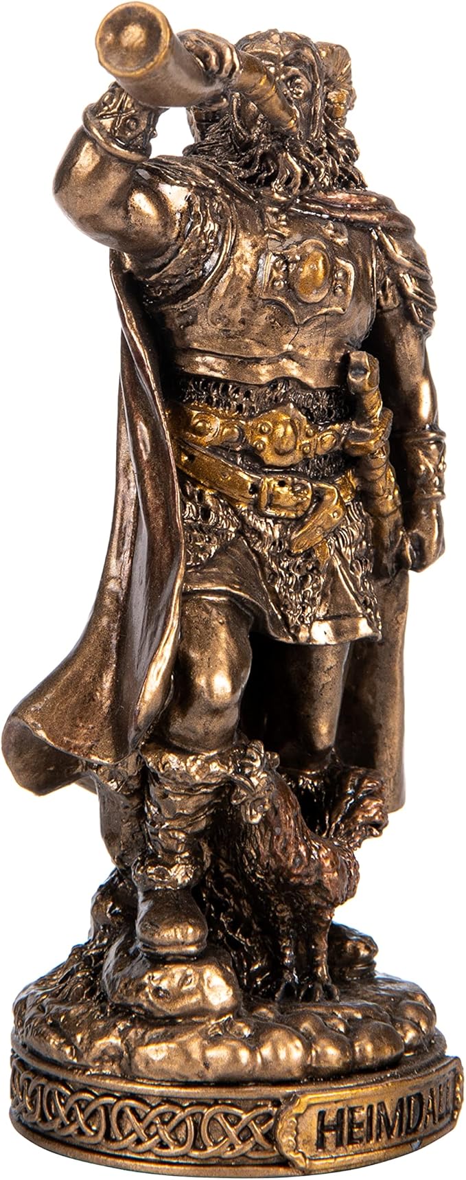 BeautifulGreekStatues Heimdall Scandinavian God Resin Figurines Hand Painted Bronze Miniature Statue 3.3 Inches