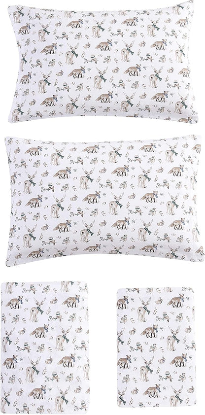 Eddie Bauer - Twin Sheets, Cotton Flannel Bedding Set, Brushed For Extra Softness, Cozy Home Decor (Woodland Friends, Twin)