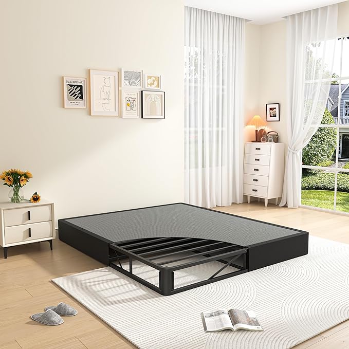 MAF Box Springs King Size 10 Inch, High Profile King Box Spring 3500 lbs Black Heavy Duty Metal Mattress Foundation with Easy Clean Fabric Cover, Easy Assembly