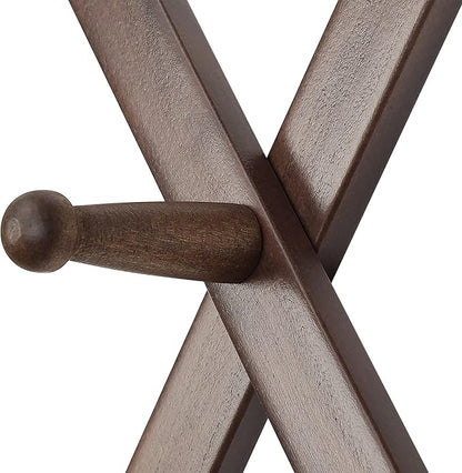 SKOLOO Hat Rack for Wall with 14 Hooks, Pack of 2, Solid Wooden, Modern, Expandable Coat Rack Wall Mount for Coats, Hats, Bags, Baseball Caps, Walnut Color