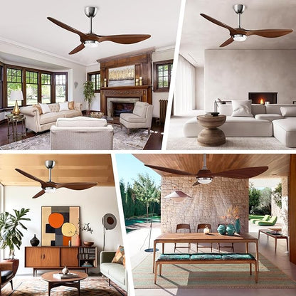 reiga 52 Inch ETL Listed High CFM Quiet DC Motor Smart Ceiling Fans with Lights Remote Control, Indoor 3 Blade Modern Ceiling Fan for Living Room Bedroom Farmhouse