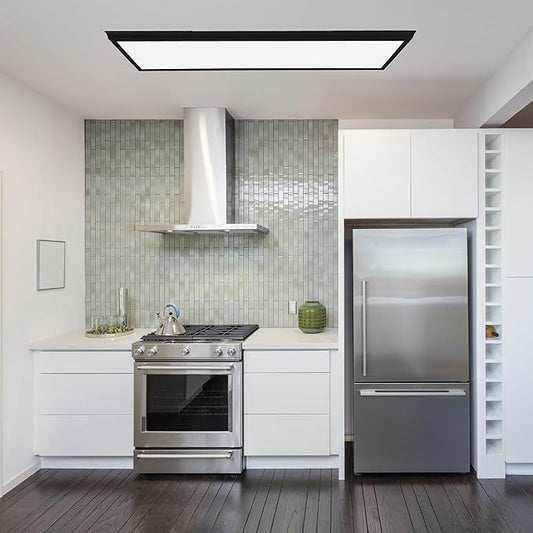 Ultralux Framed 1x4 ft LED Light Panel - CCT Switchable Surface Mount Light with Integrated Frame for Kitchen, Home & Office - TRIAC Dimmable, 5 CCT Adjustable Color Temperature (Matte Black, 2 Pack)