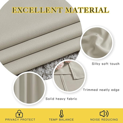 NICETOWN Natural Room Darkening Bedroom Curtains 96 inches Long, Grommet Thermal Insulated Room Darkening Window Treatments Sound Reducing for Living Room, W46 x L96, 2 Panels