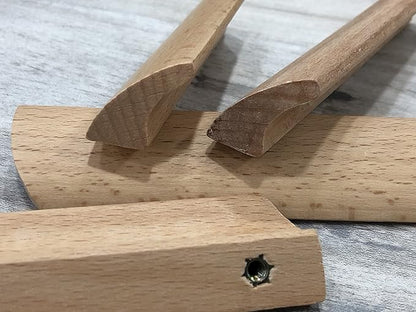 6Pcs Unfinished Wood Solid Furniture Pulls Handles,Unfinished Unpainted Paintable Wooden Handles Cupboard Closet Drawer Handle Pull,Length 6.1",Hole Dis.5.04"