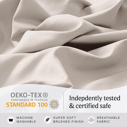 LuxClub 4 PC Sheet Set Bed Sheets Deep Pockets 16" Eco Friendly Wrinkle Free Cooling Machine Washable Hotel Bedding Silky Soft - Linen California King