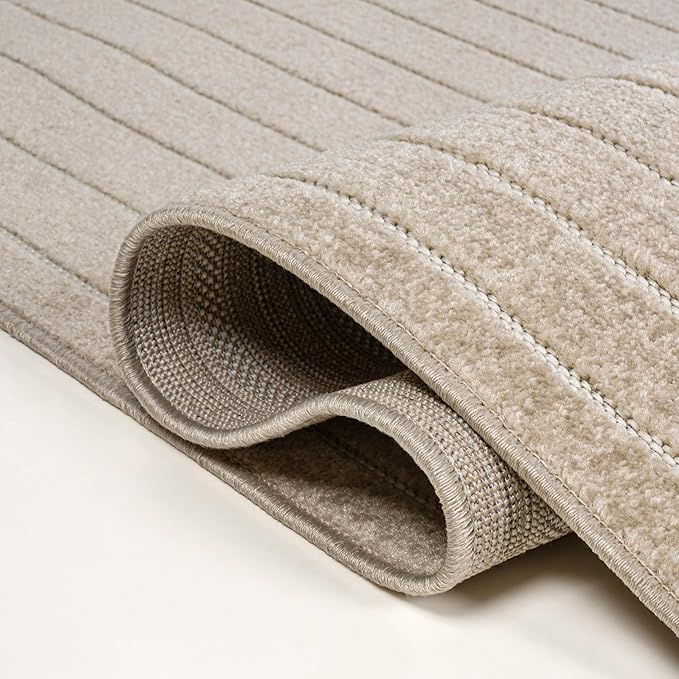 Eyely NCS101E-3 Odense High-Low Minimalist Angle Geometric Beige/Cream 3 ft. x 5 ft. Indoor/Outdoor Area Rug, for Home, Backyard, Patio, Porch, Bedroom, Kitchen, Living Room