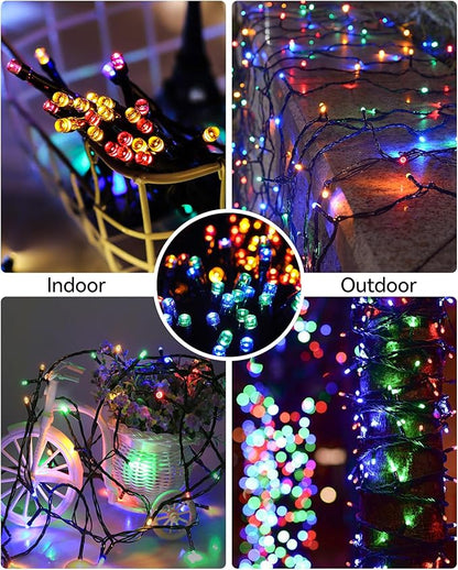 Blingstar Christmas String Lights - 98.4 Ft+9.8 Ft 300 LED Extendable Plug-in 8 Modes Multicolored Decorative Lights for Indoor Outdoor Xmas Tree Wedding Party, Long & Bright