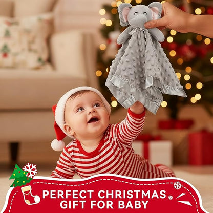 Pro Goleem Elephant Security Blanket, Soft Lovey Unisex Lovie Baby Gifts for Boys and Girls Snuggle Toy Stuffed Animal Newborn Essentials and Items Grey 16 Inch