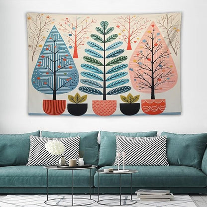 MaSiledy Wall Tapestry Shabby Chic Trees Tapestry Nature Themed Autumn Aesthetic Bedroom Tapestries Wall Art Decor for Bedroom Living Room Dorm 60"x90" Xmas Wall Hanging Polyester Tapestries
