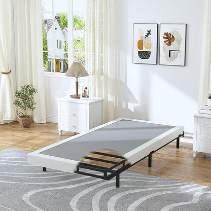 Twin Box Spring - 4 Inch High Profile Box Spring for Twin Bed, Sturdy Metal Frame Mattress Foundation, Easy Assembly, Quiet & Noise-Free