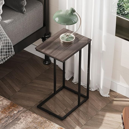 WLIVE Side Table Set of 2, C Shaped End Table Sets, Small Sofa Side Tables Bedroom, Living Room, Home Office, 2-Tier Couch Bedside Table for Small Spaces, A-Grey
