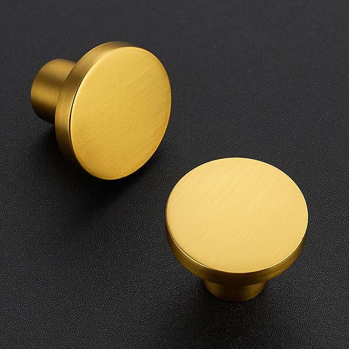 Ravinte 3 Pack Cabinet Knobs Gold Kitchen Cabinet Knobs Round Dresser Drawer Pulls Closet Door Pulls 1-1/5 Inch