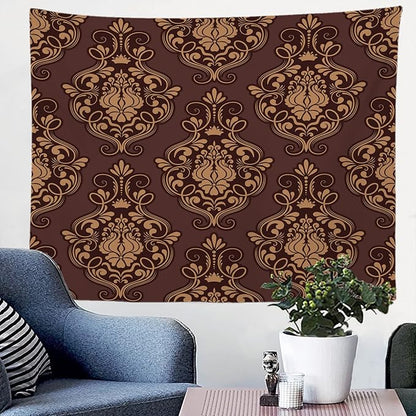 Batmerry Elegant Floral Antique Art Tapestry, Antique Vintage in the Style of Damask Pattern Wall Art Hanging Tapestry Decoration for Bedroom Living Room Dorm Décor (51.2X59.1 Inches)