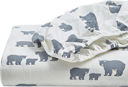 Eddie Bauer - King Sheets, Cotton Flannel Bedding Set, Brushed For Extra Softness, Cozy Home Decor (Bear Family, King)