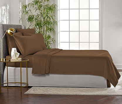 King Sheets by Pure Bamboo, Genuine 100% Organic Viscose Derived from Bamboo Bed Sheet Set, Luxuriously Soft & Cooling, Double Stitching, Lifetime Quality Promise (King, Coconut Husk)