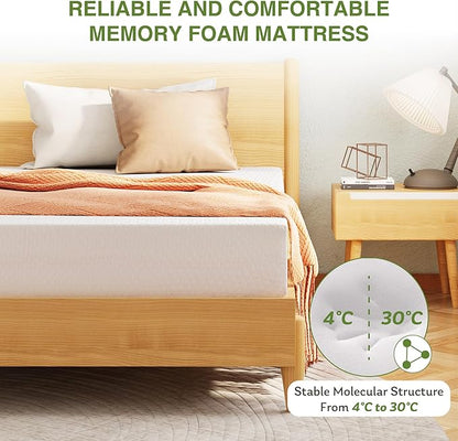 EGOHOME 10 Inch Queen Mattress, Memory Foam Mattress in a Box with Cooling Green Tea Gel, Relieve Pressure with Medium Support, CertiPUR-US Certified, 80''L x 60''W, White