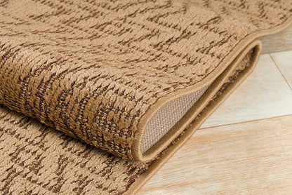 Custom Length Cut to Size Tribal Ethnic Southwestern Inspired Hallway Runner Rug, Non Slip Rubber Backed, 31 inch Wide X Customized Length, Inca Tan, 31 inch X 12 feet