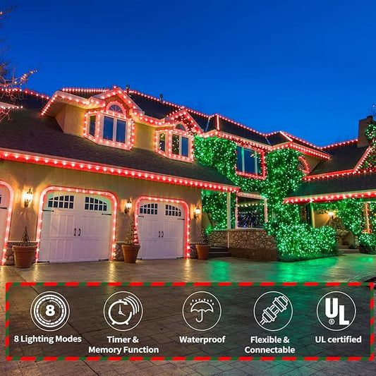 150ft LED Rope Lights Outdoor, 1080 LED Connectable and Flexible Tube Lights with 8 Modes, Waterproof LED Rope Lighting for Garden, Patio, Pool, Bedroom, Party, Indoor Outdoor Christmas Decor (Red)