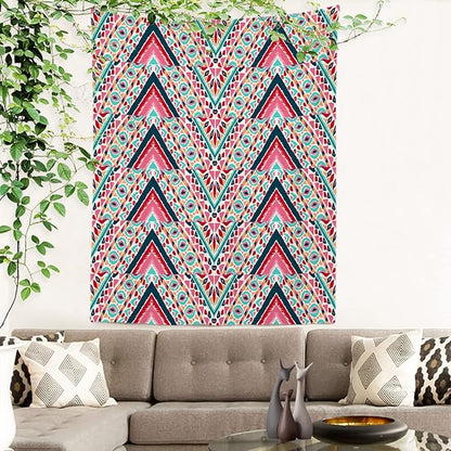 Batmerry Modern Stripe Geometric Tapestry,Boho Tribal ethnic Seamless striped Wall Art Hanging Decoration Polyester Fiber White Ruffled Around for Dorm Room Bedroom Living Room, 59.1x39.4 inches
