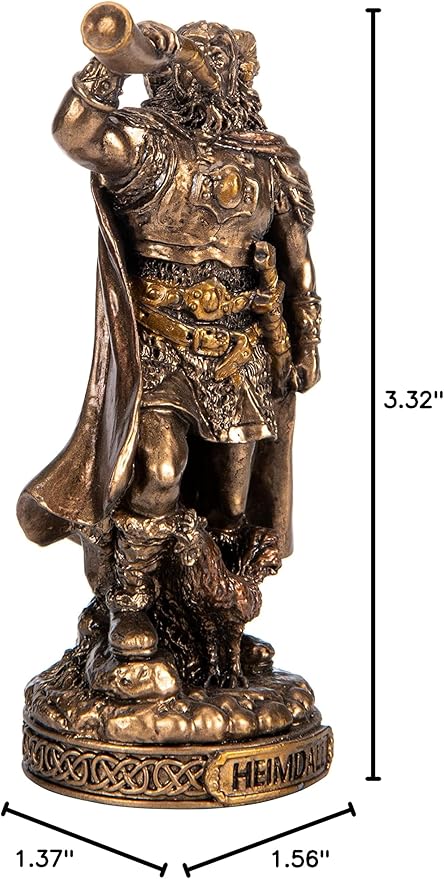 BeautifulGreekStatues Heimdall Scandinavian God Resin Figurines Hand Painted Bronze Miniature Statue 3.3 Inches