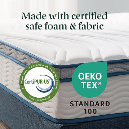 ZINUS 10 Inch Spring Sensation Hybrid Mattress [New Version], Twin, Fiberglass Free, Medium Firmness, Durable Support, Certified Safe Foams & Fabric, Mattress in A Box