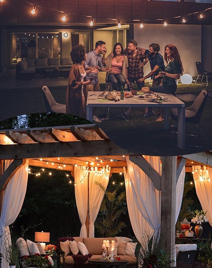 Outdoor String Lights Waterproof, 300FT Patio Lights with 146 Shatterproof G40 Globe Bulbs(6 Spare), Connectable Dimmable LED Hanging String Lights for Outside Backyard Porch Balcony (150FT x 2)